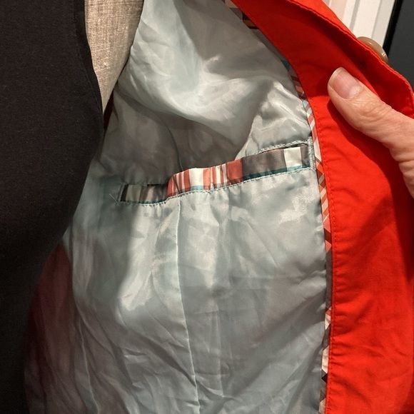 Lands End Jacket Orange Button Up Trench Coat Size 2-4 - Picture 12 of 14